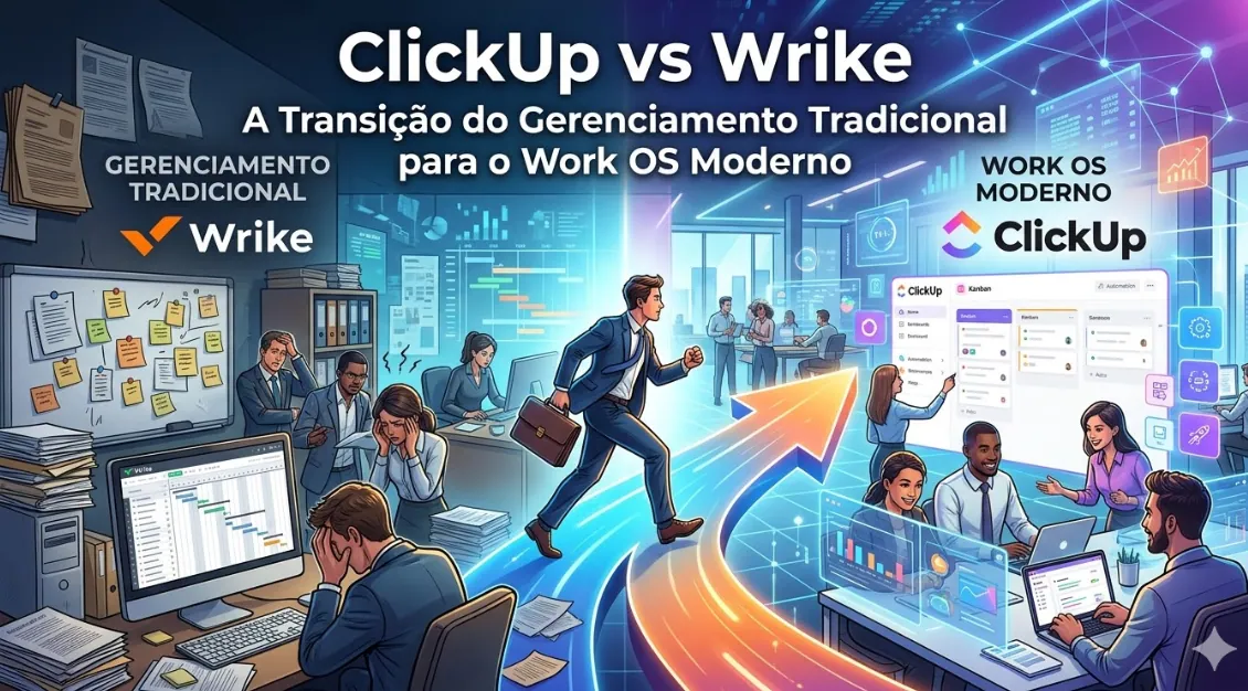 ClickUp vs Wrike A Transição do Gerenciamento Tradicional para o Work OS Moderno