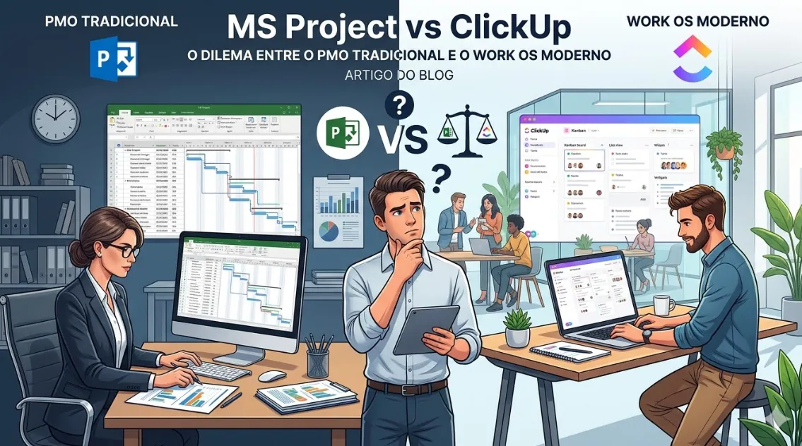 MS Project vs ClickUp O Dilema Entre o PMO Tradicional e o Work OS Moderno